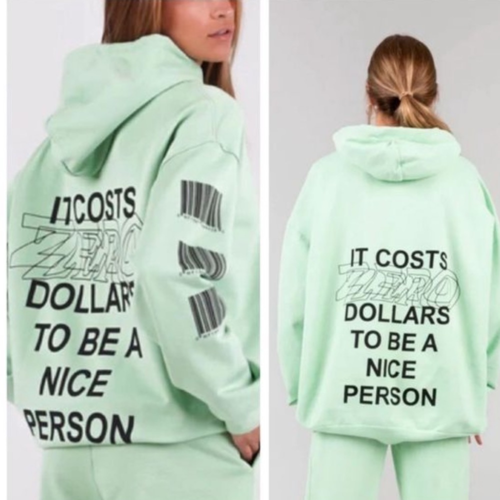 Mint Green Hoodie with Inspirational Print